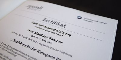 KADUR Haustechnik, Zertifikat, Matthias Pambor, Handwerkskammer Dresden