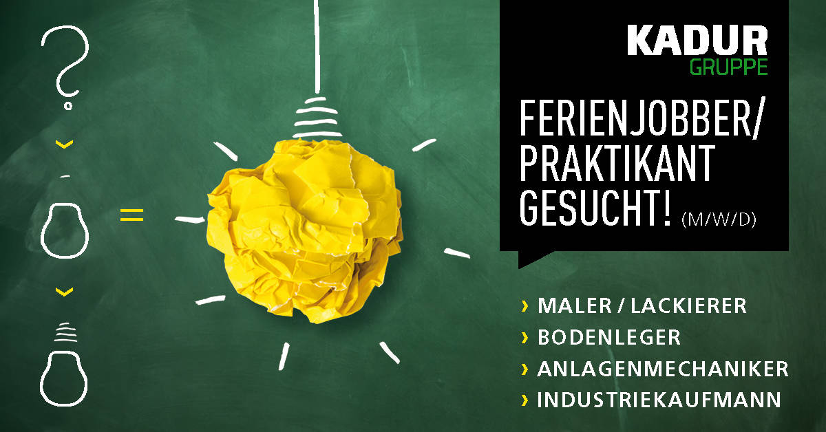 Praktikum_Ferienjob_Stellenanzeigen_Titelbild_ Ferienjobs, Praktikum, Maler/Lackierer, Bodenleger, Anlagenmechaniker, Industriekaufmann, mwd, gesucht