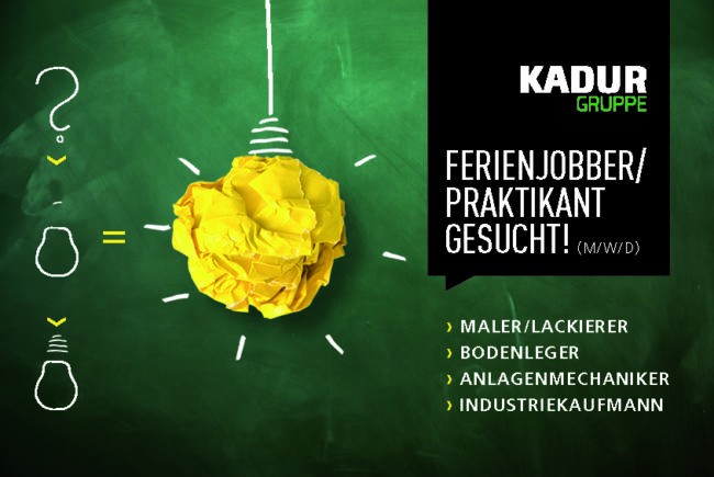 Ferienjobs, Praktikum, Maler/Lackierer, Bodenleger, Anlagenmechaniker, Industriekaufmann, mwd, gesucht